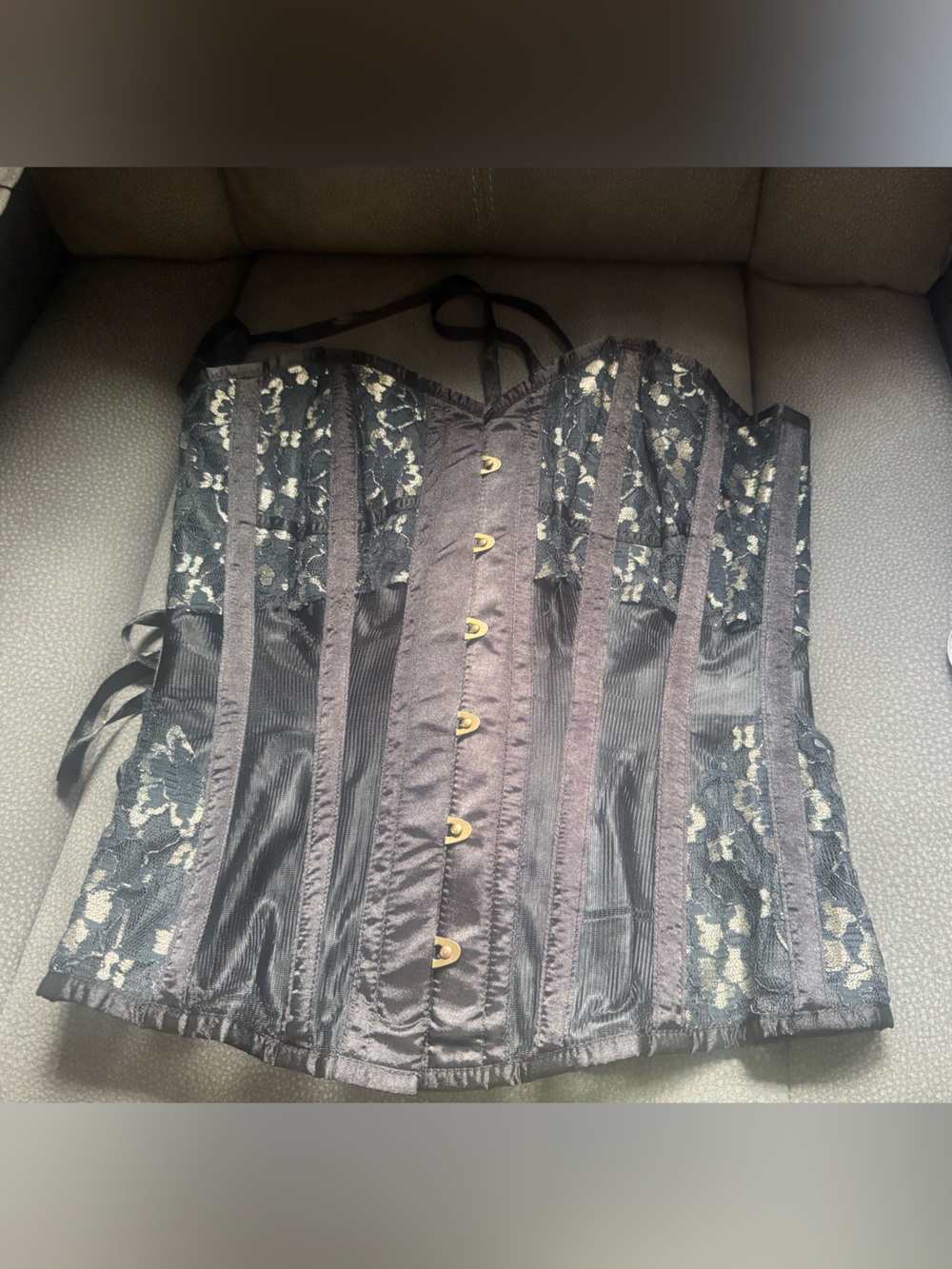 Black Lace Corset Top with Front Hook Closure